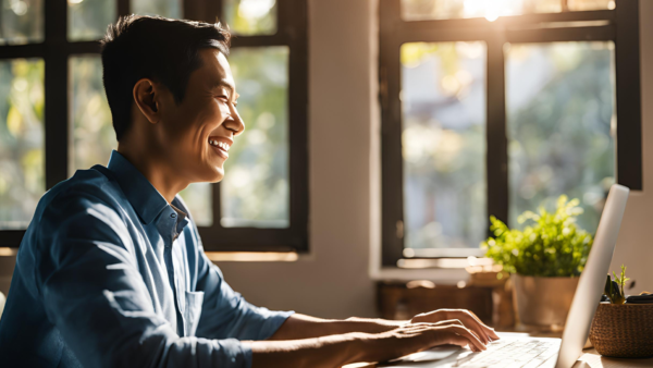 Filipino Virtual Assistant happily working from home