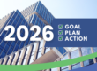 A photo of a building with a text that says 2026: goal, plan and action