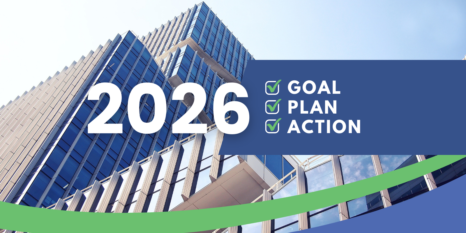 A photo of a building with a text that says 2026: goal, plan and action